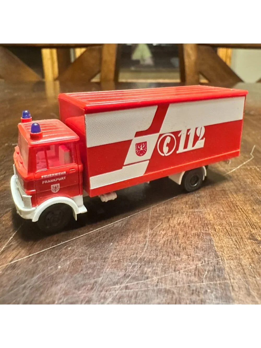 Vintage Plastic Praline Mercedes Benz Feurwehr Red Ambulance